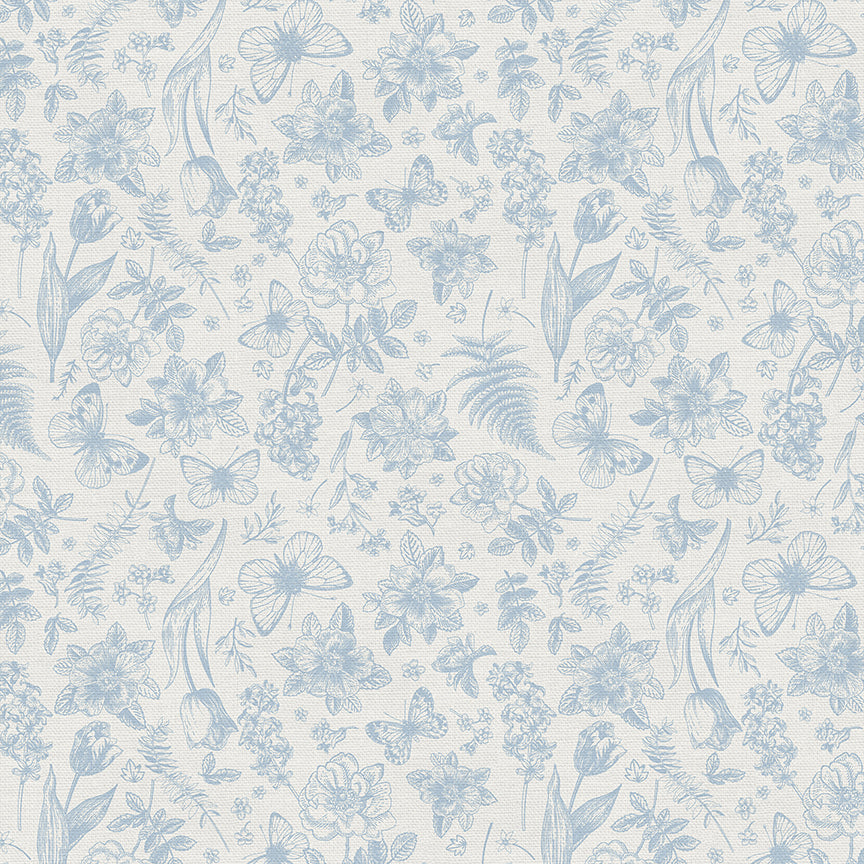 Floral Toss - Blue/White