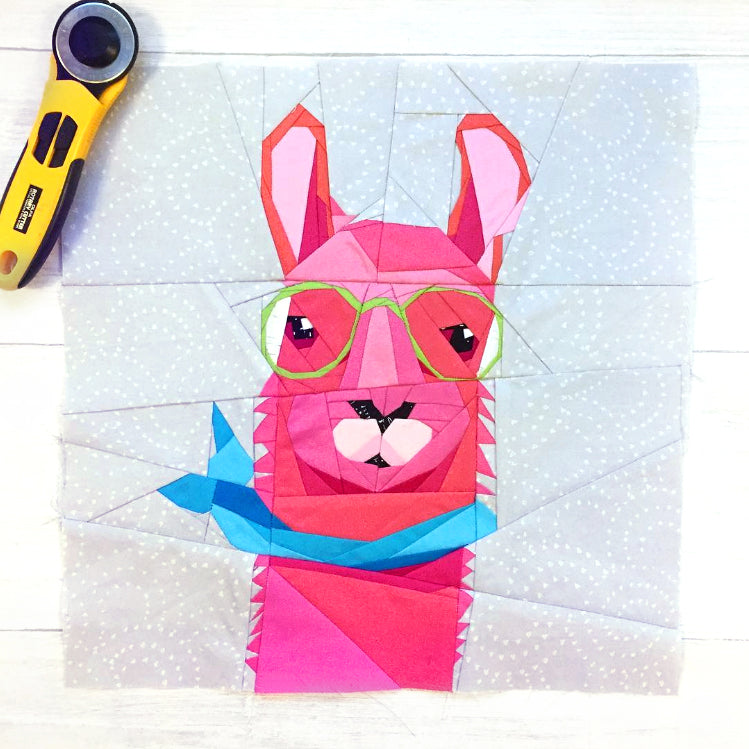 Hipster Llama Quilt Block Pattern by Quilt Art Designs